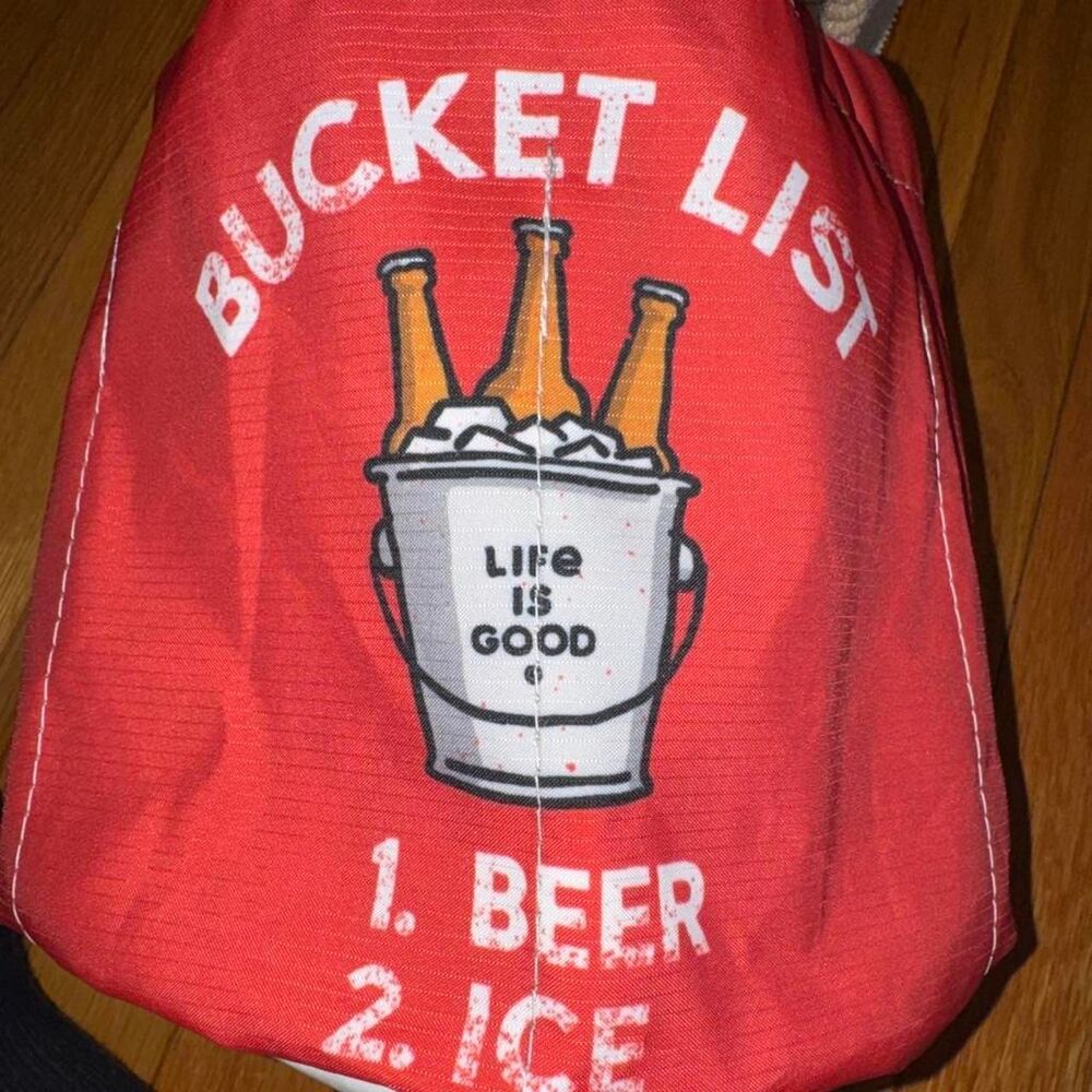 Sea Bags of Maine x Life is Good Red Beverage Bucket Bag Made in USA - Picture 2 of 8